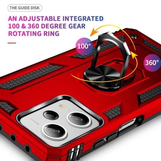 Capa magnética digital Max Power para Xiaomi Redmi Note 12 Pro Plus com anel giratório vermelho