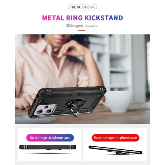 Custodia magnetica digitale Max Power per Xiaomi Redmi Note 12 Pro 5G/Poco X5 Pro 5G con anello rotante, nera