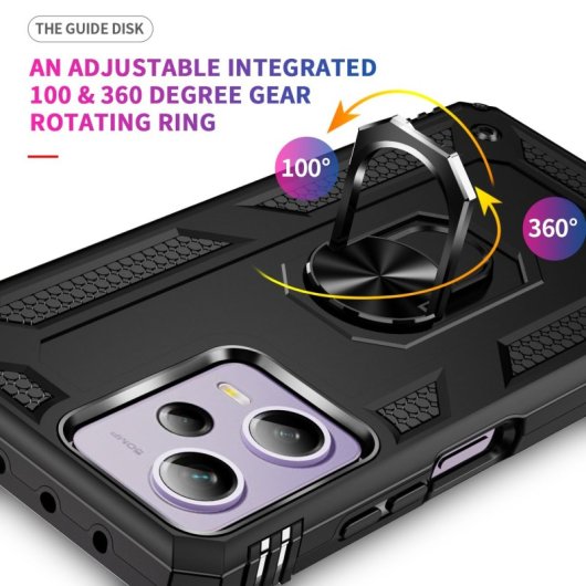 Custodia magnetica digitale Max Power per Xiaomi Redmi Note 12 Pro 5G/Poco X5 Pro 5G con anello rotante, nera