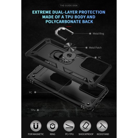Custodia magnetica digitale Max Power per Xiaomi Redmi Note 12 Pro 5G/Poco X5 Pro 5G con anello rotante, nera