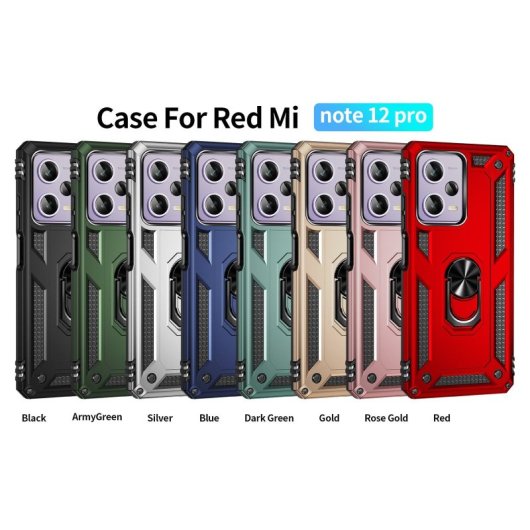 Custodia magnetica digitale Max Power per Xiaomi Redmi Note 12 Pro 5G/Poco X5 Pro 5G con anello rotante, nera