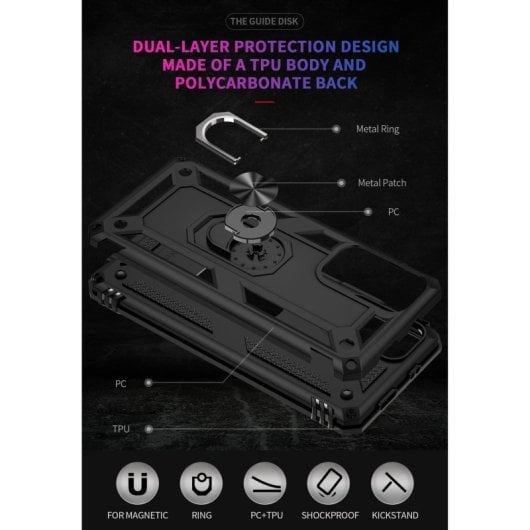 Custodia magnetica digitale Max Power per Xiaomi Poco M4 Pro 5G con anello rotante, nera