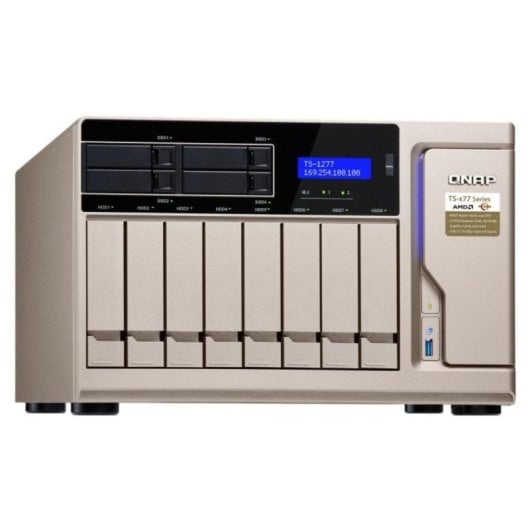 QNAP TS-1277 NAS AMD Ryzen 5 1600/8GB DDR4/12x Baías SATA/3x PCIe/QTS 4.3/550W