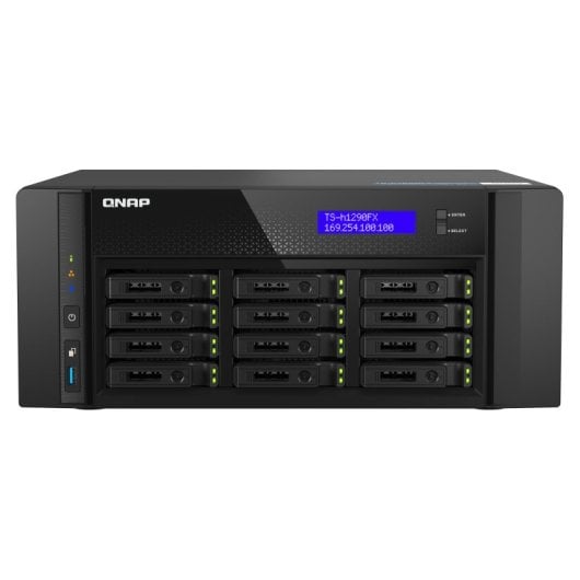 NAS torre QNAP 128GB 12 bahías U.2 NVMe PCIe Gen4/SATA 2x25GbE EPYC 7302P TS-h1290FX avanzado