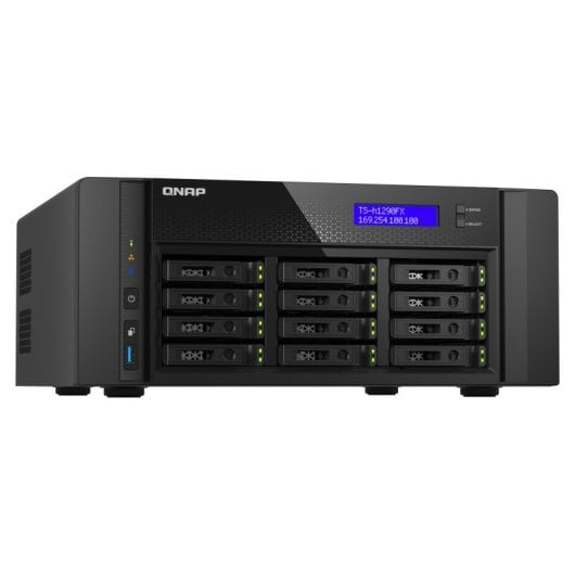 NAS torre QNAP 128GB 12 bahías U.2 NVMe PCIe Gen4/SATA 2x25GbE EPYC 7302P TS-h1290FX avanzado