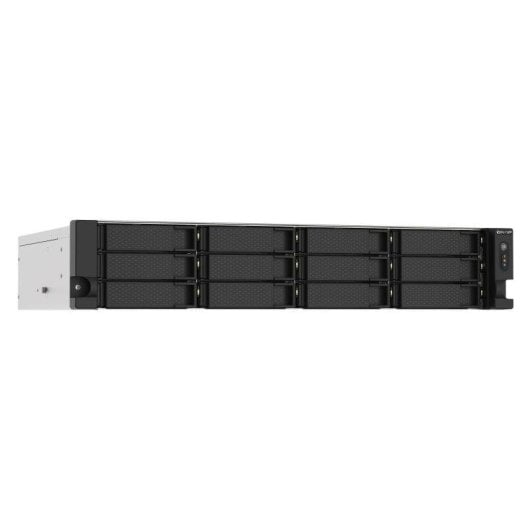 NAS rack QNAP 12 baías Intel Celeron J4125 4GB DDR4 2x2,5GbE PCIe 2U alimentação redundante