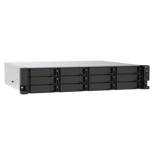 NAS rack QNAP 12 baías Intel Celeron J4125 4GB DDR4 2x2,5GbE PCIe 2U alimentação redundante