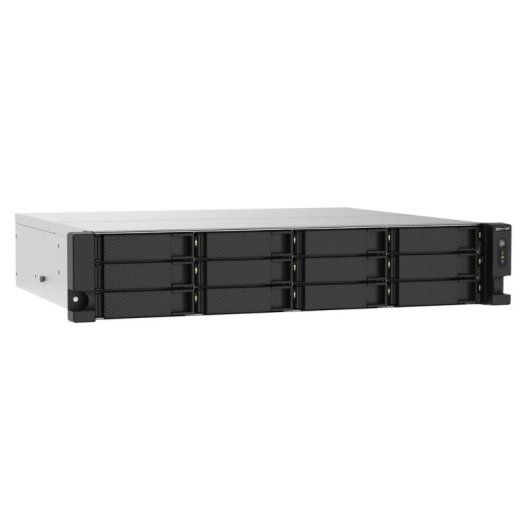 NAS rack QNAP 12 baías Intel Celeron J4125 4GB DDR4 2x2,5GbE PCIe 2U alimentação redundante