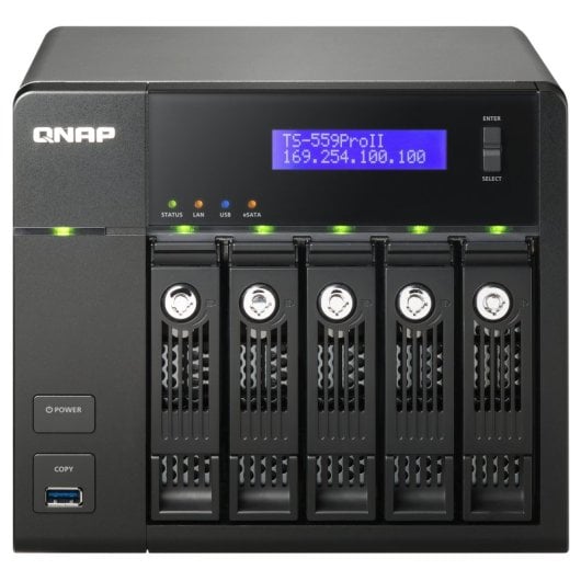 Servidor NAS QNAP de 15 TB com 5 baías RAID Intel Atom D525 DDR3 QTS Torre de virtualização TS-559 PRO II