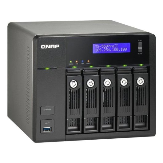 Disco rigido di rete QNAP 15TB 5 bay Intel Atom D525 DDR3 RAID QTS TS-559 PRO II