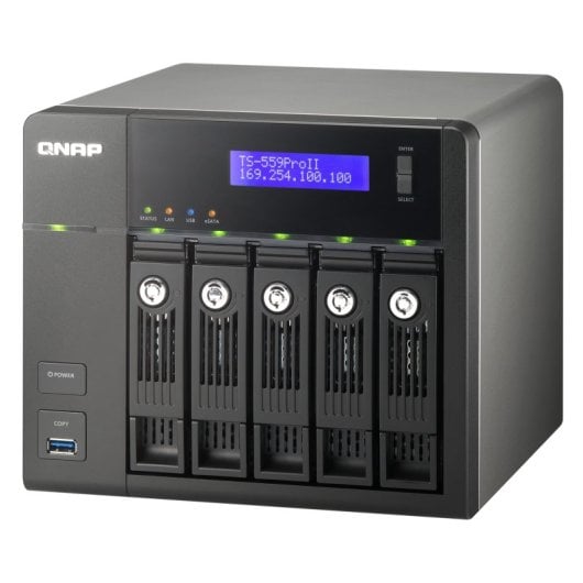 Servidor NAS QNAP de 15 TB com 5 baías RAID Intel Atom D525 DDR3 QTS Torre de virtualização TS-559 PRO II