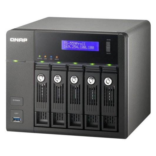Disco rigido di rete QNAP 15TB 5 bay Intel Atom D525 DDR3 RAID QTS TS-559 PRO II