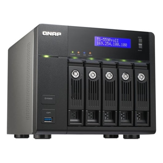Servidor NAS QNAP de 15 TB com 5 baías RAID Intel Atom D525 DDR3 QTS Torre de virtualização TS-559 PRO II