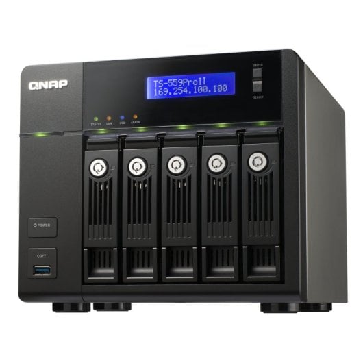 Servidor NAS QNAP de 15 TB com 5 baías RAID Intel Atom D525 DDR3 QTS Torre de virtualização TS-559 PRO II