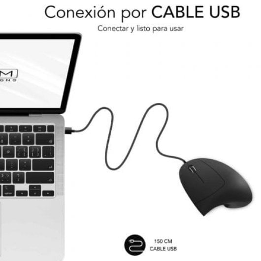 Ratón SUBBLIM con cable 1600 DPI Silent Click diseño vertical ergonómico 6 botones