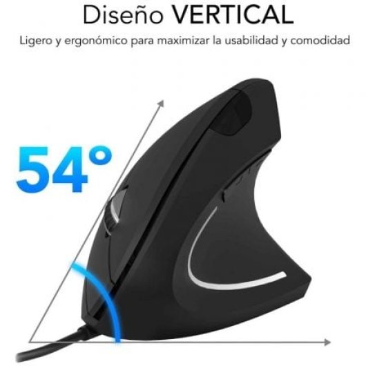 Ratón SUBBLIM con cable 1600 DPI Silent Click diseño vertical ergonómico 6 botones