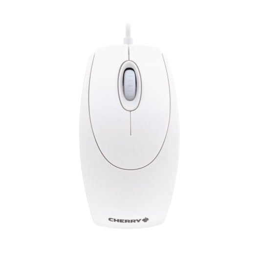 Ratón CHERRY con cable 1000 DPI rueda de desplazamiento ambidiestro blanco y gris