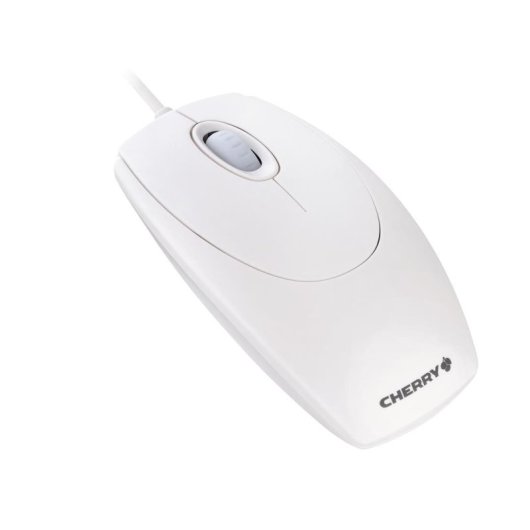 Ratón CHERRY con cable 1000 DPI rueda de desplazamiento ambidiestro blanco y gris