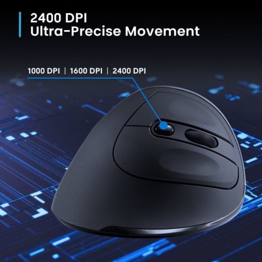 Mouse wireless Ewent 2400 DPI verticale ergonomico 6 pulsanti rivestimento in gomma
