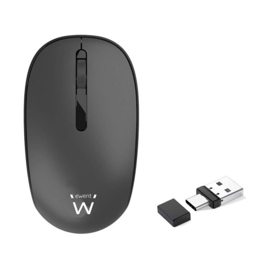 Ratón Ewent inalámbrico 1000 DPI clic silencioso USB-A/USB-C ahorro energía