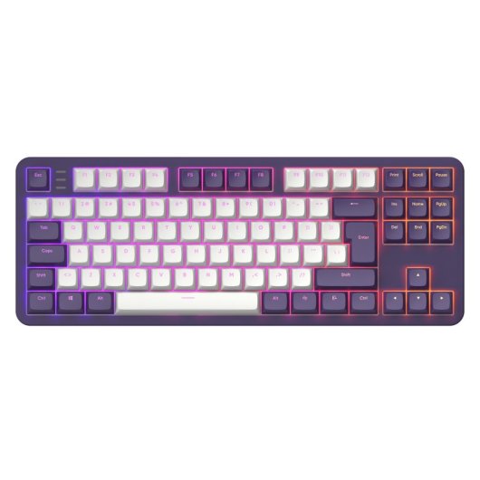 Teclado mecânico Dark Project One ALU87A ISO-DE RGB violeta/branco com switches G3MS Sapphire