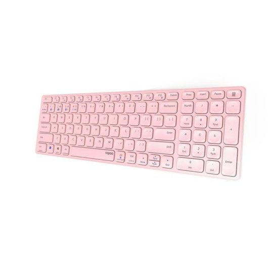 Teclado tijera inalámbrico Rapoo E9700M Layout Inglés touchpad integrado rosa recargable