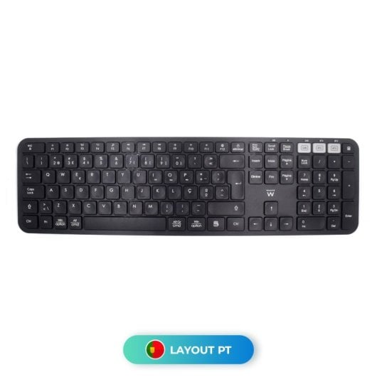 Teclado inalámbrico Ewent EW3277 Layout ES Bluetooth y 2.4G tamaño completo negro
