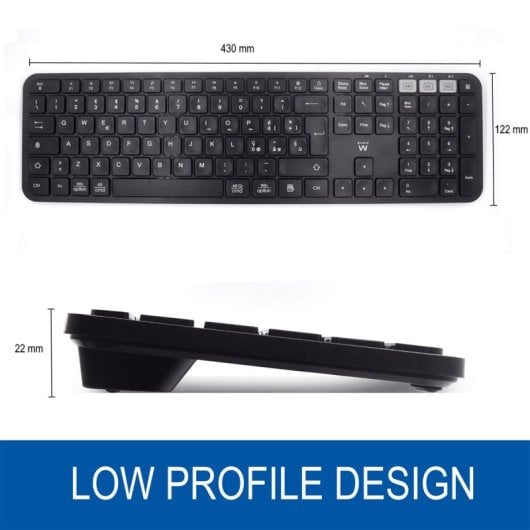Teclado inalámbrico Ewent EW3277 Layout ES Bluetooth y 2.4G tamaño completo negro