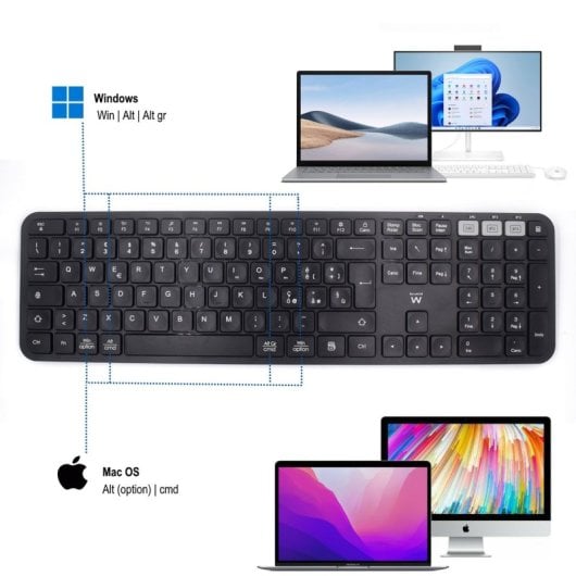 Teclado inalámbrico Ewent EW3277 Layout ES Bluetooth y 2.4G tamaño completo negro