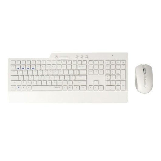 Rapoo 8200T Bluetooth Membran Drahtlose Tastatur + Maus Weißes Layout ES Multimedia Tasten