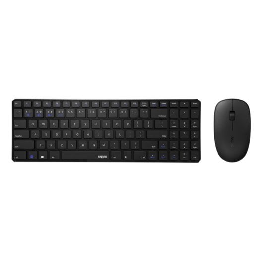 Rapoo 9300M Ultra-Slim PT Layout Bluetooth/2,4 GHz Aluminium Membran Drahtlose Tastatur + Maus