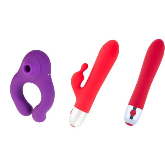 Set Descubrimiento Erótico Hugbox Succionador Clítoris Vibrador Conejito Punto G Silicona Quirúrgica 3h Uso
