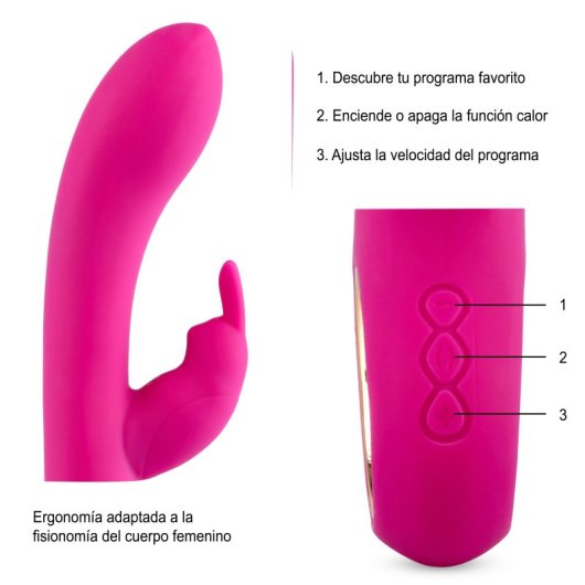 Vibrador Conejito Hugbox Efecto Calor 50 Programas Silicona Flexible Waterproof