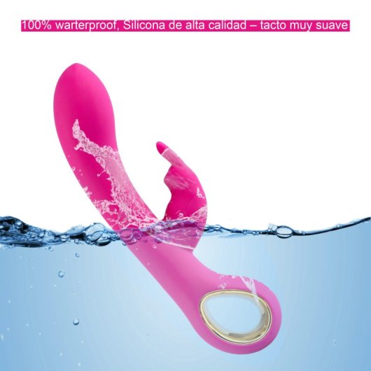 Vibrador Conejito Hugbox Efecto Calor 50 Programas Silicona Flexible Waterproof