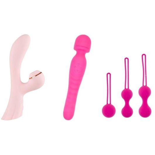 Kit Piacere Sensuale Hugbox Stimolatore Clitoride + Vibratore Wand + Palline Geisha
