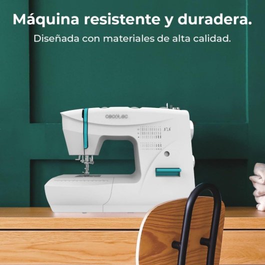 Máquina de coser Cecotec 66 puntadas, ojal 4 pasos, luz LED, brazo libre, accesorios completos