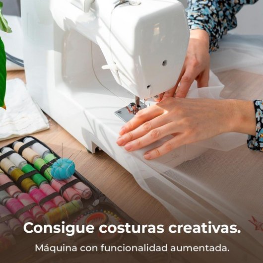 Máquina de coser Cecotec 66 puntadas, ojal 4 pasos, luz LED, brazo libre, accesorios completos