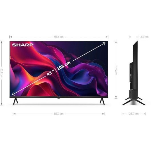 TV Sharp LED 43GK4245E 43" 4K UltraHD 60Hz Smart TV AI OS Dolby Vision Atmos