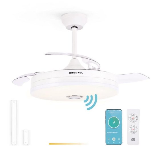 Ventilador de Techo Grunkel Motor DC 6 Velocidades 36W LED Bluetooth Mando Rotación Inversa