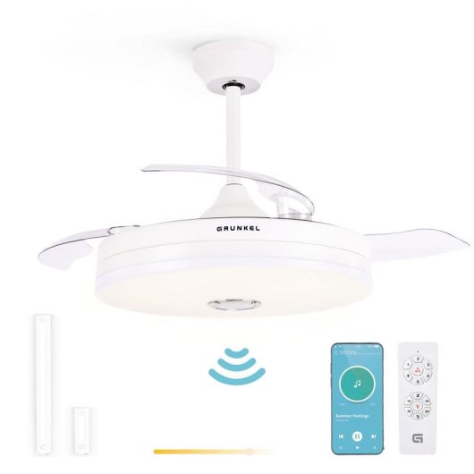Ventilador de Techo Grunkel Motor DC 6 Velocidades 36W LED Bluetooth Mando Rotación Inversa