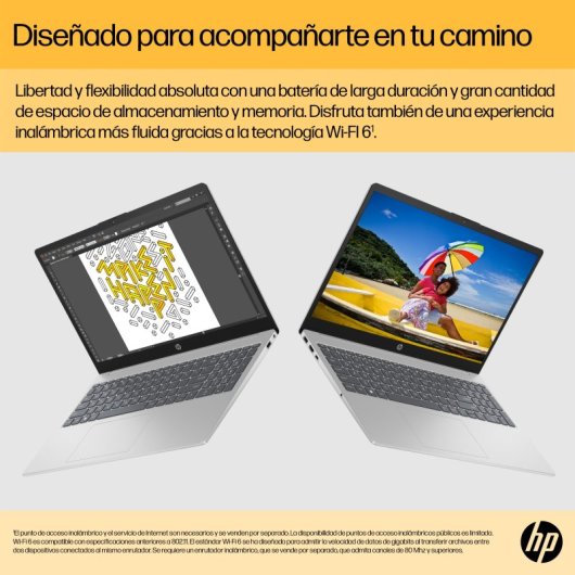 Portátil HP 15-fc0130ns 15.6" AMD Ryzen 7 7730U 8GB 512GB SSD Windows 11 Cámara HD Wi-Fi 6 Plata