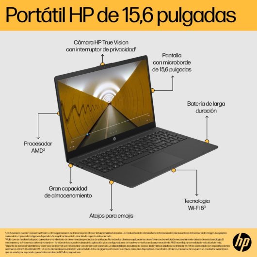 Portátil HP 15-fc0126ns 15.6" AMD Ryzen 5 7520U 16GB 512GB SSD FHD Windows 11 NumPad
