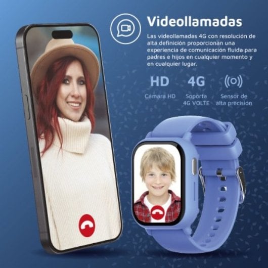Smartwatch DCU Tecnologic GPS+AGPS+LBS+WIFI 4G Video llamadas, Botón SOS, IP67, Extras para niños