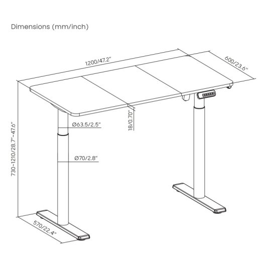Escritorio motorizado Kimex 150-5003 120x60cm Altura regulable, 4 posiciones, Blanco