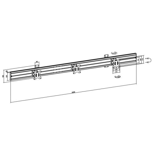 Tablero de menús Kimex 031-3332K1 soporte mural 3 pantallas 32? gestión cables VESA