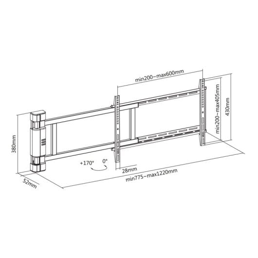 Soporte motorizado TV Kimex 018-8065 pared, para 32 a 75 pulgadas, giro 170º, 50kg