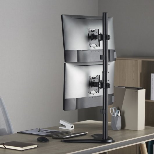 Support de bureau Kimex 015-1152 pour 2 écrans 17-32″ VESA 9 kg pivotant noir