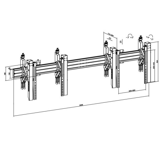 Soporte de pared Kimex 031-3201K1 para 2 pantallas 45-55? VESA 600x400 140Kg gris/negro