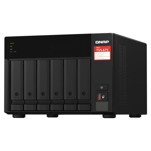 Qnap Qnap Nas Tvs-675-8g Zuverlässige und effiziente Netzwerkspeicherlösung mit 6 Einschüben, 60 TB, Quad-Core, 8 GB RAM, 2 Gigabit-Ethernet-Ports, vielseitigen Funktionen und Anwendungen. Ideal für kleine und mittlere Unternehmen!