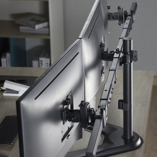 Support d'écran Kimex 015-1153 pour 3 écrans 17-32″ VESA 9 kg Noir, gestion des câbles